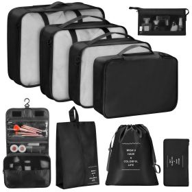 9-Piece Travel Packing Cubes Set, Foldable Luggage Organizer Bags, Multi-Size Storage Pouches for Clothes, Shoes, Toiletries, Cosmetics