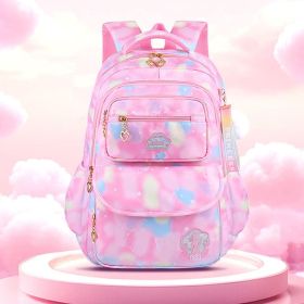 Dreamy Gradient Princess Kids Schoolbag, Spine-protecting Weight-reducing Cartoon Backpack, Lightweight Water-resistant Primary School Bag for Gi