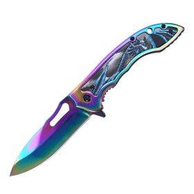 Rainbow Iridescent Utility Knife, 9cm Dual-Edge Blade, 3D Dragon Handle, EDC Pocket Clip