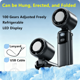 Portable Handheld Mini Turbo Fan USB Rechargeable Ice Cooling Fans w/LED Display