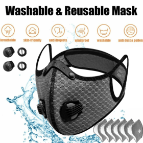 Reusable Half Face Cover Mask w/ Filter Cycling Outdoor Sport Face Mask Grey(Logistics only For USPS.TK/TMEU only For self-pickup)