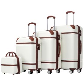 Hardshell Luggage Sets 4 Pieces 20"+24"+28" Luggages and Cosmetic Case Spinner Suitcase with TSA Lock Lightweight