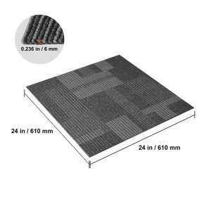 Carpet Tiles Reusable, 24"x 24"Carpet Squares With Padding Attached, Soft Padded Carpet Tiles, Easy Install DIY for Bedroom Living Room (24Tiles