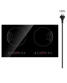 Induction Cooktop, 1800W Electric Countertop Burner, 2 Burner Touch Control Stove, Built-in Induction Cooktop with 9 Power Settings, Child Safety