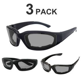 3 pairs Motorcycle Sports Biker Riding Glasses Wind Resistant Eye Protection Sports Goggles Cycling Glasses Sunglasses Grey Color(Logistics only