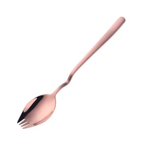 Instant Noodle Fork Multi-Purpose V-Shaped Knife Fork Spoon (Type: Tableware, Color: Rose Gold)