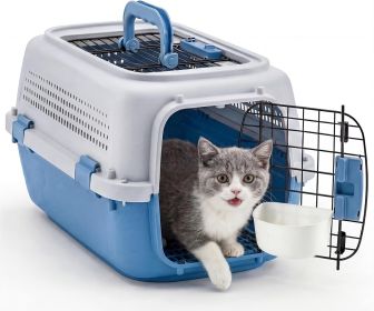Hard-Sided Dog and Cat Carrier, TSA Airline Approved, for Small to Medium Pets, Travel Crate with Handle, Ventilated Design (Color: Grey Blue)