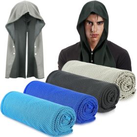 4 Pcs Cooling Hoodie Towels for Neck and Face - Absorbent & Quick-Dry Cooling Towel with Anti-Slip Snaps (Color: Blue & Black & Grey & Royal Blue)