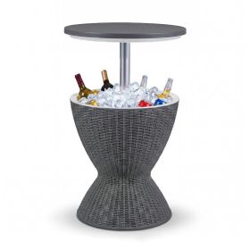 Patio Cooler Bar Table With Height-Adjustable (Type: Beverage Cooler Bar Table, Color: Gray)