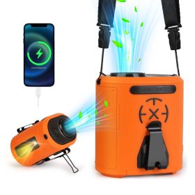 5 In 1 Portable Waist Clip Fan With 5 Speeds Flashlight 10000mAh Battery Operated Personal Wearable Turbo Belt Fan Hands-Free Neck Fan For Campin (Color: Orange)