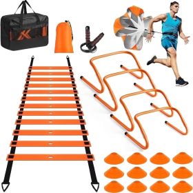 Professional Agility Ladder Training Set for Speed & Footwork - Adjustable Fitness Equipment with Carry Bag for Coordination (Color: Orange)