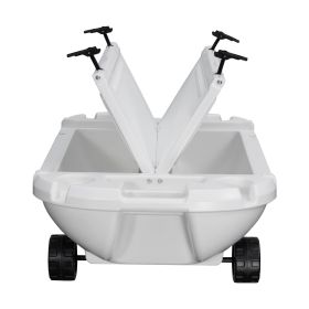Floating Cooler, 40 QT Floating Ice Chest with Dry Storage, Wheels & Tow Rope, Premium LLDPE Amphibious Drink Cooler for Water & Land (Type: With Wheels, Color: White)
