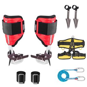 Tree Climbing Spikes Set, Height-Adjustable Tree Climbing Gear with Straps & Spike Protectors, 350 lbs Load Capacity (Tie Style: Full-Protection Model, Leg Rod Material: Aluminum)
