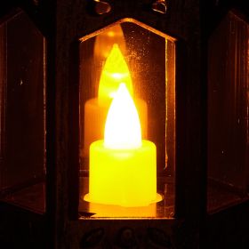 12 Pcs Decorative Candle Lantern, LED Electric Flameless Candle, Plastic LED Holder with Glass (Quantity: 12 Pieces, Color: Bronze)