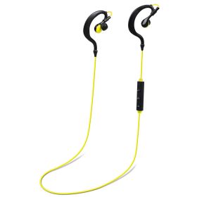 Wireless Headsets V4.1 Sport In-Ear Stereo Headphones Sweat-proof Neckband Earbuds (Color: Yellow)