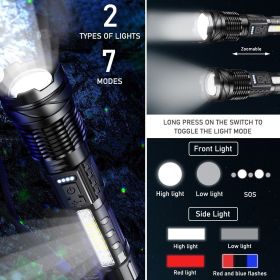 1/2 x Super Hell Taschenlampe Fackel - LED Taktisches Fackel - Zoom - Wasserfest (Quantity: 1 pc)